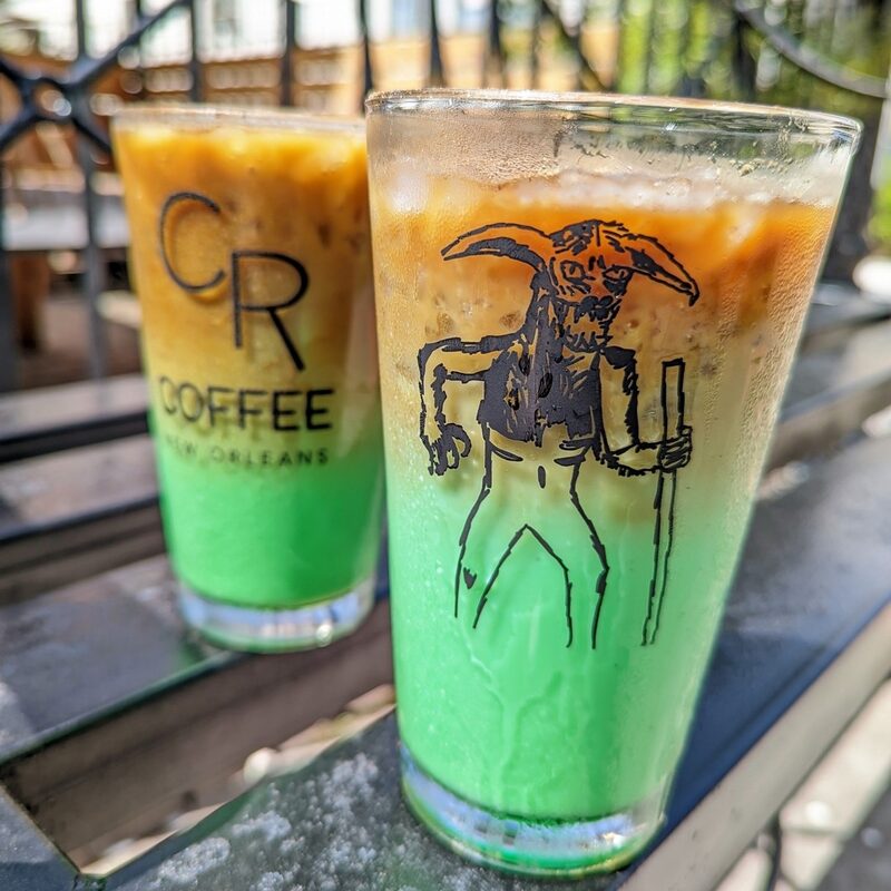 The Bayou Beast signature iced pandan latte