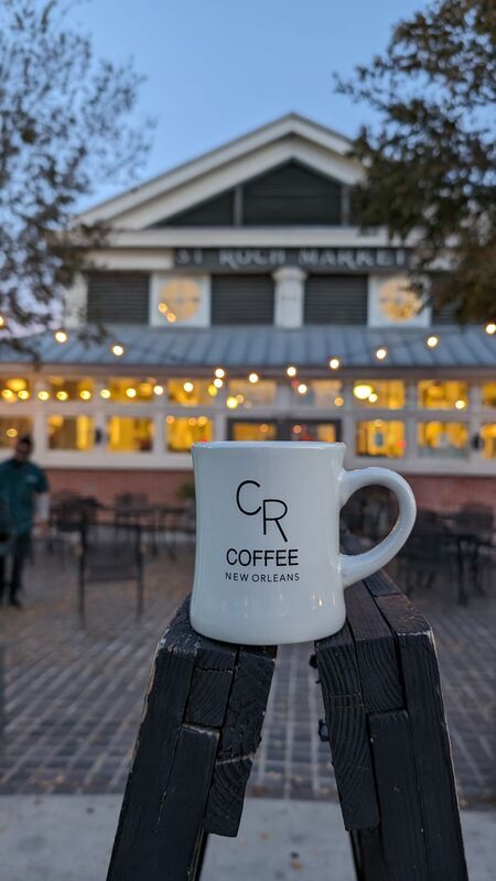CR Coffee mug at dusk